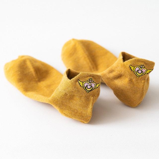 Cartoon Anime Embroidered Boat Socks Ins Trend Moon Cute Sweet Cat Socks Slippers Happy Funny Cotton Girl Socks Cute Short Boat Socks For Men And Women Stevvex