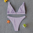 Women Charming Bikini Swimsuit Women Push Up Swimwear Two Piece Bikini Set Solid Color Bathing Suit Swim Suit Female Women Two Piece Bikini Swimsuit Halter Twist Front Bathing Suit Swimwear Stevvex