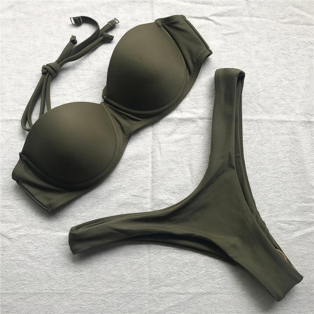Bikini Push Up Swimsuit Female Swimwear Women's Bathing Suits Push Up Underwire Bikini Set Padded Two Piece Swimsuits Women Two-pieces Durable Bikini Set With Bra Cup Modern Bathing Suit Stevvex