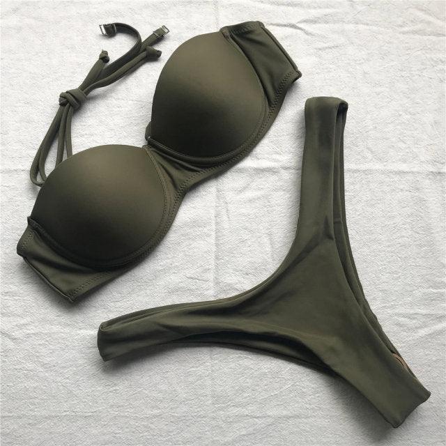 Bikini Push Up Swimsuit Female Swimwear Women's Bathing Suits Push Up Underwire Bikini Set Padded Two Piece Swimsuits Women Two-pieces Durable Bikini Set With Bra Cup Modern Bathing Suit Stevvex