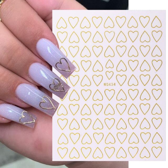 Gold 3D Nail Sticker Curve Stripe Lines Nails Stickers Gradient Adhesive Striping Tape Nail Foil Nail Art Stickers Decals Silver Strip Line Nail Decal Self-Adhesive 3D Wave Decal Decoration Metallic Curve Design Decoration for Women Girls Stevvex