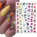 Summer Tropical Beach Coconut Tree Slippers 3D Nail Sticker Leaves Shell Transfer Decals Slider Decoration Manicures  Tip Water Transfer Nail Decals Sticker For Pretty Girl Self-Adhesive Nail Decals Designer Nail Stickers for Acrylic Stevvex
