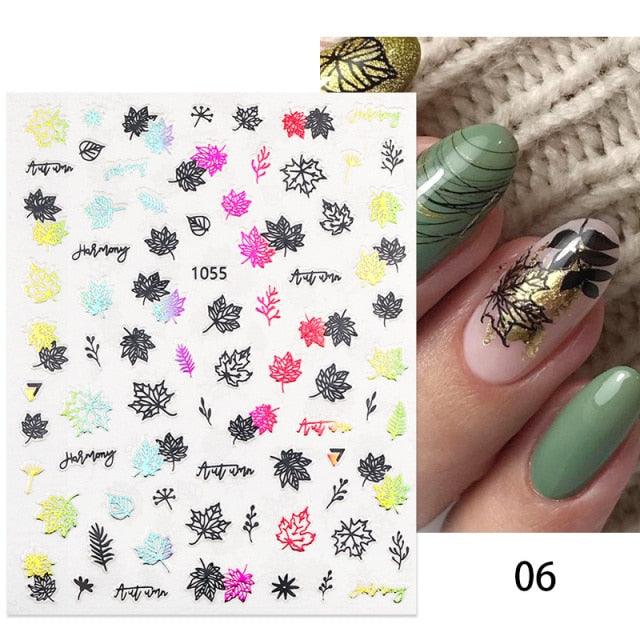 Summer Tropical Beach Coconut Tree Slippers 3D Nail Sticker Leaves Shell Transfer Decals Slider Decoration Manicures  Tip Water Transfer Nail Decals Sticker For Pretty Girl Self-Adhesive Nail Decals Designer Nail Stickers for Acrylic Stevvex