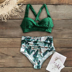 High Waist Bikinis New Halter Swimwear Women Swimsuit Female Bikini Set Print Bathing Suit Summer Two Piece Bikini Swimsuit for Women High Waist Halter Wrap Bathing Suits with Bikini Bottom Stevvex