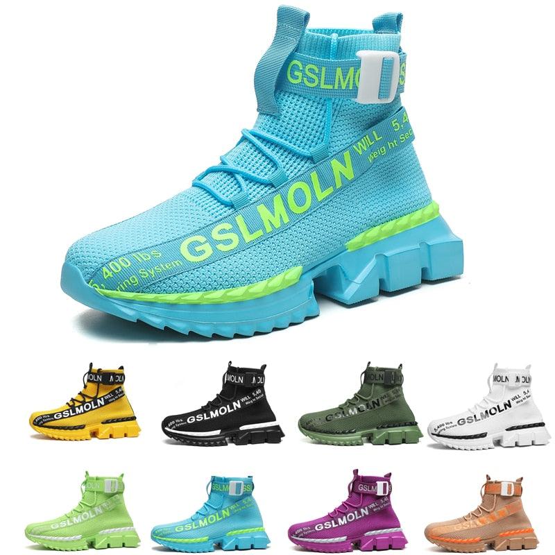 Fashion Flying Woven Sock Mens High Top Sneakers Men Non-slip Shoes Casual Shoes Running Modern Shoes Non Slip Athletic Tennis Walking Type Sneakers Hip Hop Style Stevvex