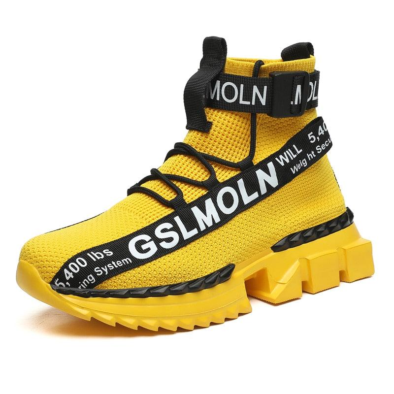 Fashion Flying Woven Sock Mens High Top Sneakers Men Non-slip Shoes Casual Shoes Running Modern Shoes Non Slip Athletic Tennis Walking Type Sneakers Hip Hop Style Stevvex
