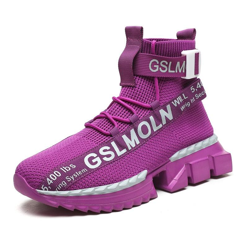 Fashion Flying Woven Sock Mens High Top Sneakers Men Non-slip Shoes Casual Shoes Running Modern Shoes Non Slip Athletic Tennis Walking Type Sneakers Hip Hop Style Stevvex