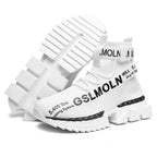 Fashion Flying Woven Sock Mens High Top Sneakers Men Non-slip Shoes Casual Shoes Running Modern Shoes Non Slip Athletic Tennis Walking Type Sneakers Hip Hop Style Stevvex