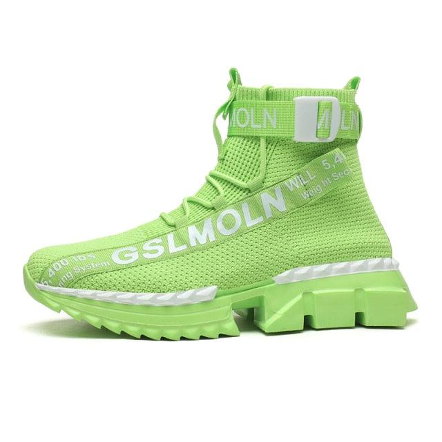 Fashion Flying Woven Sock Mens High Top Sneakers Men Non-slip Shoes Casual Shoes Running Modern Shoes Non Slip Athletic Tennis Walking Type Sneakers Hip Hop Style Stevvex
