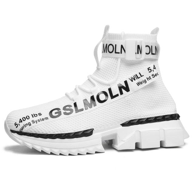 Fashion Flying Woven Sock Mens High Top Sneakers Men Non-slip Shoes Casual Shoes Running Modern Shoes Non Slip Athletic Tennis Walking Type Sneakers Hip Hop Style Stevvex