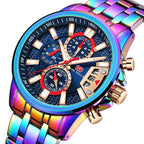 Sport Multifunctional Luxury Mens Watch Quartz Waterproof Colorful Analog Wristwatch Elegant Stainless Steel Design Stevvex