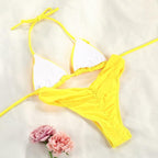 Handwork Bikinis Small Ruffle Swimsuit Vintage Print Swimwear Women Bathing Suit Leopard Patchwork Bikini Set String Stevvex