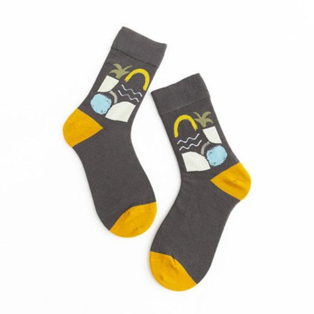 Unisex Painting Style Crew Socks Women Streetwear Skateboard Sport Cycling Designer Socks For Men And Women