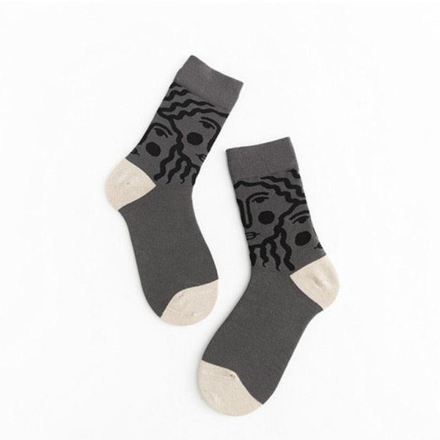Unisex Painting Style Crew Socks Women Streetwear Skateboard Sport Cycling Designer Socks For Men And Women