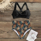 High Waist Bikinis New Halter Swimwear Women Swimsuit Female Bikini Set Print Bathing Suit Summer Two Piece Bikini Swimsuit for Women High Waist Halter Wrap Bathing Suits with Bikini Bottom Stevvex