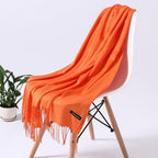 Luxury Fashion Winter Solid Colorful Soft Scarf Hijabs Tassels Long Warm Shawls Hijabs Lightweight Scarfs Scarves Cashmere Elegant Hijabs Scarves Wraps For Women Stevvex