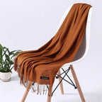 Luxury Fashion Winter Solid Colorful Soft Scarf Hijabs Tassels Long Warm Shawls Hijabs Lightweight Scarfs Scarves Cashmere Elegant Hijabs Scarves Wraps For Women Stevvex