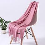 Luxury Fashion Winter Solid Colorful Soft Scarf Hijabs Tassels Long Warm Shawls Hijabs Lightweight Scarfs Scarves Cashmere Elegant Hijabs Scarves Wraps For Women Stevvex