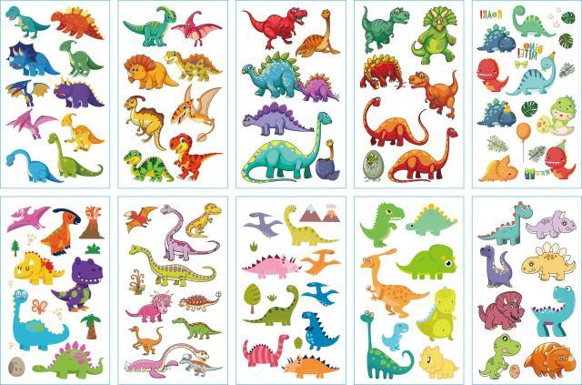 10pcs Dinosaur Sticker Temporary Tatoo Waterproof Colorful Elegant Children Tattoos Stevvex