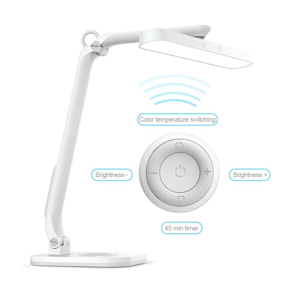 Remote Control LED Desk Lamp Eye-Caring Adjustable Office Lamp USB Charging Touch Control Memory Function Reading Table Lights Decorative Table Lamp Cute Study Lamps for Bedroom Décor Stevvex