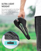 Ultra Light Comfortable Bicycle Saddle Mountain Road Bike Seat Soft Leather Hollow Breathable Cushion Seat Ergonomics Design Breathable Suspension Gel Bike Saddle Cushion For Mountain Bike Road Bike Stevvex
