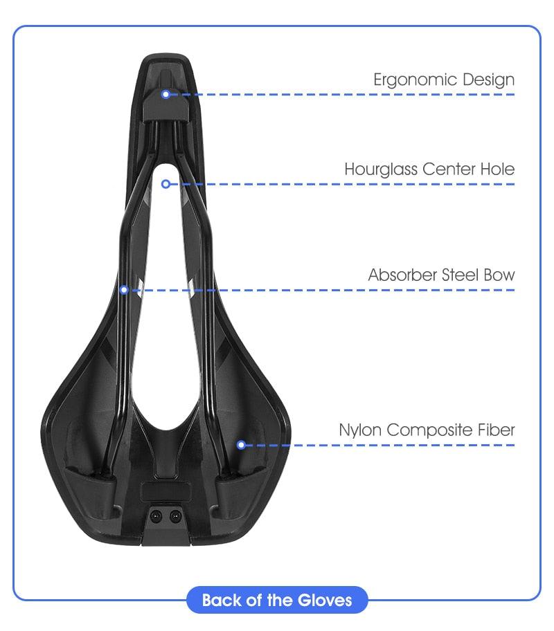 Ultra Light Comfortable Bicycle Saddle Mountain Road Bike Seat Soft Leather Hollow Breathable Cushion Seat Ergonomics Design Breathable Suspension Gel Bike Saddle Cushion For Mountain Bike Road Bike Stevvex