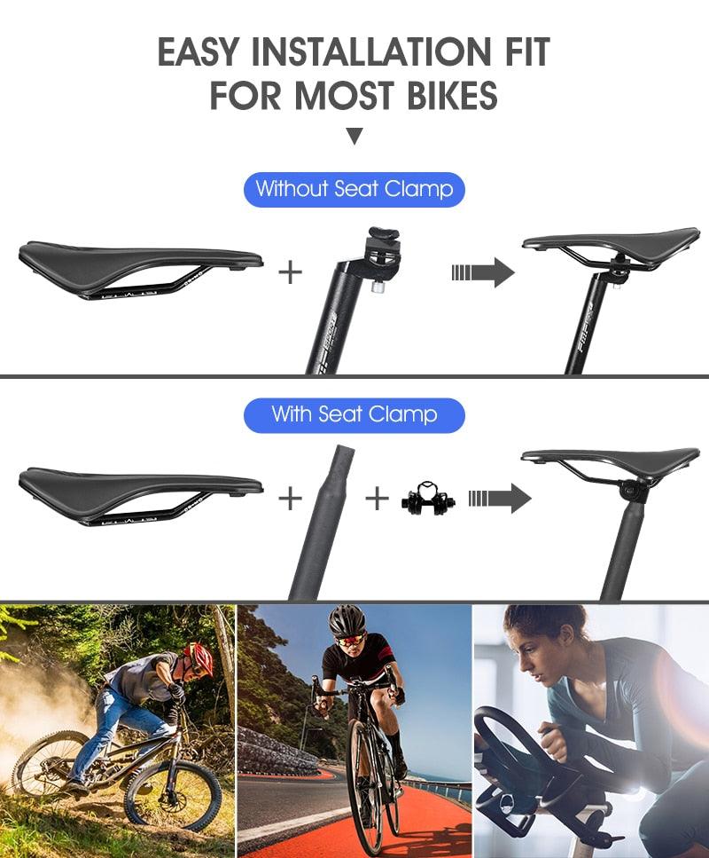 Ultra Light Comfortable Bicycle Saddle Mountain Road Bike Seat Soft Leather Hollow Breathable Cushion Seat Ergonomics Design Breathable Suspension Gel Bike Saddle Cushion For Mountain Bike Road Bike Stevvex