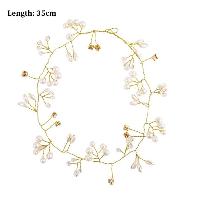 Crystal Pearl Bridal Tiaras Hairbands Hairpins Bridesmaid Diamante Hair Vine Accessories Wedding Jewelry 35cm Headwear Gorgeous Hair Accessories For Women Stevvex