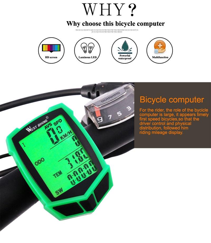 Bicycle Computer Wireless 20 Functions Speedometer Odometer Cycling Wireless Bike Computer Waterproof Bicycle Speedometer Odometer Support Smart Sensor LCD Backlight Display For Road Cycling Stevvex
