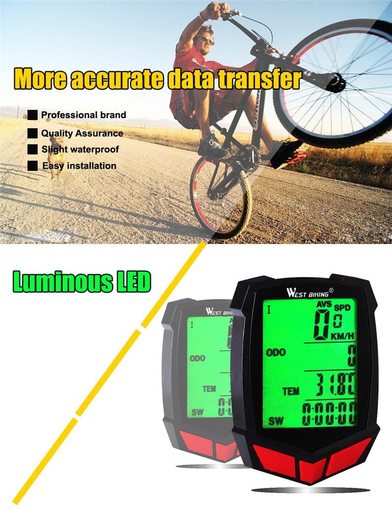 Bicycle Computer Wireless 20 Functions Speedometer Odometer Cycling Wireless Bike Computer Waterproof Bicycle Speedometer Odometer Support Smart Sensor LCD Backlight Display For Road Cycling Stevvex