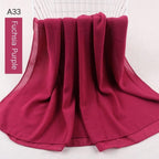Fashion Soft Long Plain High Quality Premium Heavy Lightweight Elegant Chiffon Hijab Scarf  Scarves Hijabs Lightweight Islamic Head Wear Escharpe Shawls Long Shawls For Women