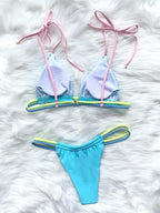 Micro Bikini Set For Women Black Blue Green Pink String Swimwear Women's Halter String Triangle Bikini Set Charming Swimwear Two Piece Swimsuit Women's Swimsuit Push Up Bathers Bathing Suit Bikinis Stevvex