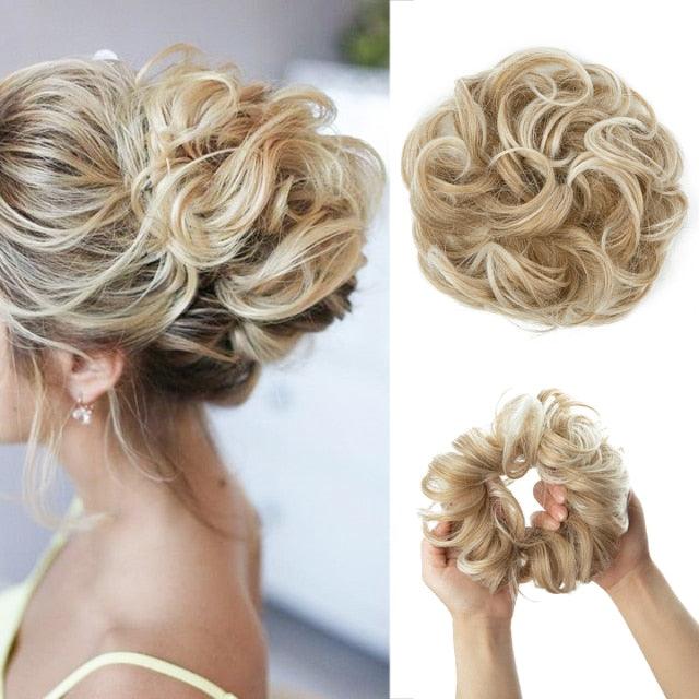 Hair Bun Extensions Messy Curly Elastic Hair Scrunchies Hairpieces Synthetic Chignon Donut Up-do Hair Pieces Clip in Hair Extension For Volumized Hair Buns For Girls Stevvex