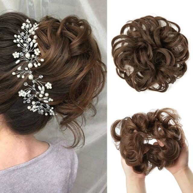 Hair Bun Extensions Messy Curly Elastic Hair Scrunchies Hairpieces Synthetic Chignon Donut Up-do Hair Pieces Clip in Hair Extension For Volumized Hair Buns For Girls Stevvex
