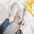 Womens New Spring Fashion Canvas Casual Flats Striped Vulcanize Fashion Style Sneakers Low-Cut Trainers Canvas Flat Sneakers Casual Slip On Canvas Comfortable Design Stevvex