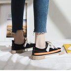 Womens New Spring Fashion Canvas Casual Flats Striped Vulcanize Fashion Style Sneakers Low-Cut Trainers Canvas Flat Sneakers Casual Slip On Canvas Comfortable Design Stevvex