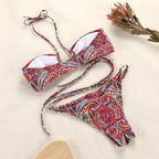 3-Piece Bikinis Suit Halter Polka Dot Swimwear Women Beachwear Women's 3 Piece Bikini Set Swimsuit Cover Ups Sheer Sarongs Beach Wrap Skirt Bathing Suit Swimsuit Female Holiday Beach Skirt Bikini Set