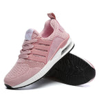 Womens Light Weight Running Sneakers Air Sole Breathable High Quality Sport Women Mesh Running Casual Slip On Flats Comfortable Walking Air Cushion Sneakers Stevvex