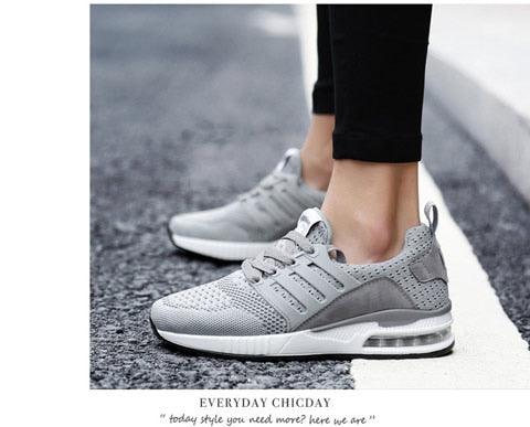 Womens Light Weight Running Sneakers Air Sole Breathable High Quality Sport Women Mesh Running Casual Slip On Flats Comfortable Walking Air Cushion Sneakers Stevvex