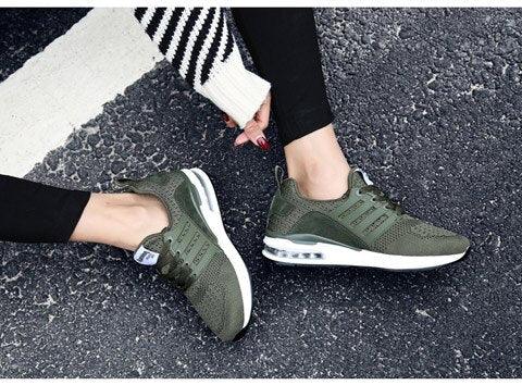 Womens Light Weight Running Sneakers Air Sole Breathable High Quality Sport Women Mesh Running Casual Slip On Flats Comfortable Walking Air Cushion Sneakers Stevvex