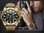 Men's Sports Multifunctional Quartz Watches Elegant Leather Strap Waterproof Modern Wristwatch For Men Stevvex