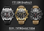 Men's Sports Multifunctional Quartz Watches Elegant Leather Strap Waterproof Modern Wristwatch For Men Stevvex
