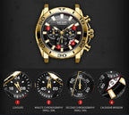 Men's Sports Multifunctional Quartz Watches Elegant Leather Strap Waterproof Modern Wristwatch For Men Stevvex