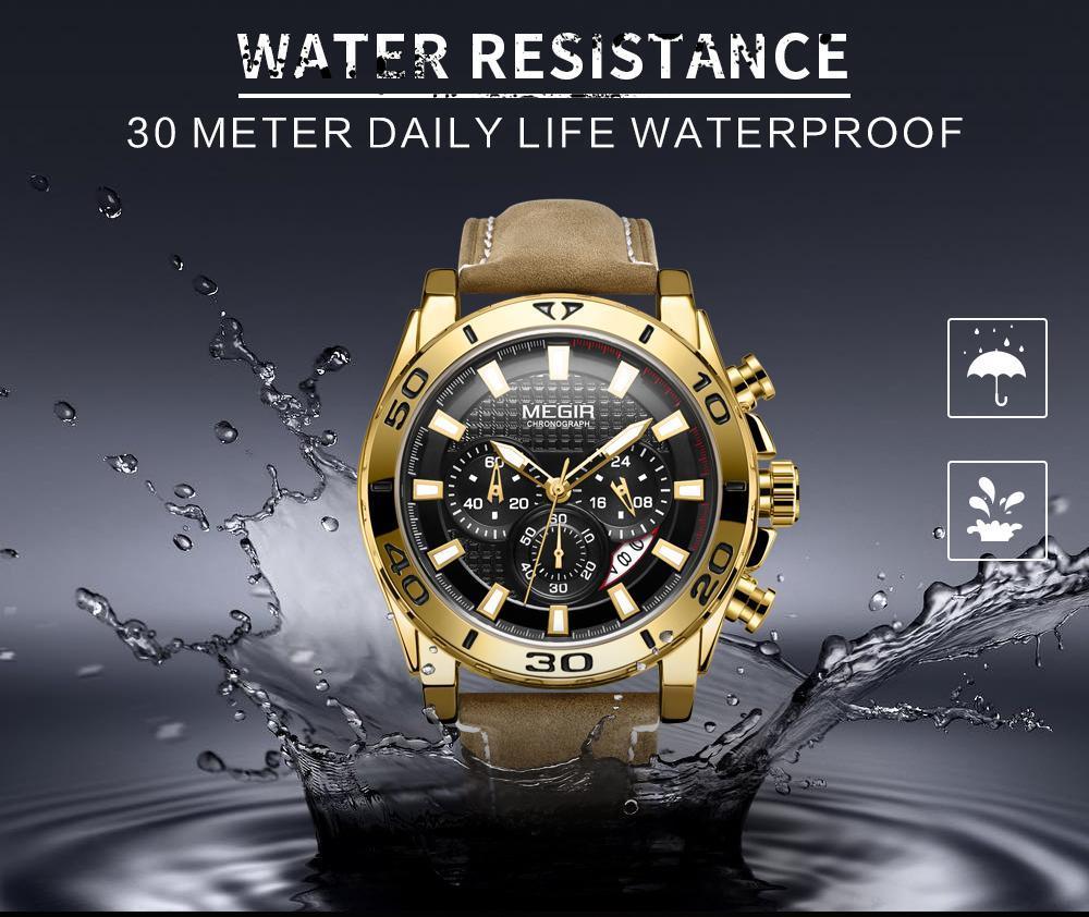 Men's Sports Multifunctional Quartz Watches Elegant Leather Strap Waterproof Modern Wristwatch For Men Stevvex