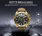 Men's Sports Multifunctional Quartz Watches Elegant Leather Strap Waterproof Modern Wristwatch For Men Stevvex