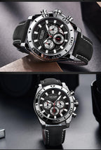 Men's Sports Multifunctional Quartz Watches Elegant Leather Strap Waterproof Modern Wristwatch For Men Stevvex