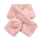 New Winter Solid Color Warm Thicken Soft Collar Scarf Faux Rabbit Fur Neckerchief Plush Warm Hot Scarfs Cross Collar Scarf Shawl Solid With Pearl Elegant For Women Stevvex