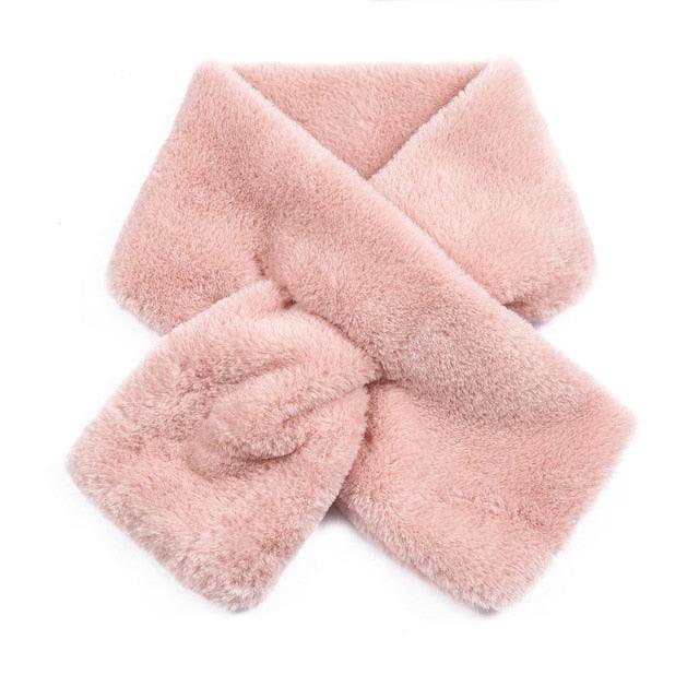 New Winter Solid Color Warm Thicken Soft Collar Scarf Faux Rabbit Fur Neckerchief Plush Warm Hot Scarfs Cross Collar Scarf Shawl Solid With Pearl Elegant For Women Stevvex