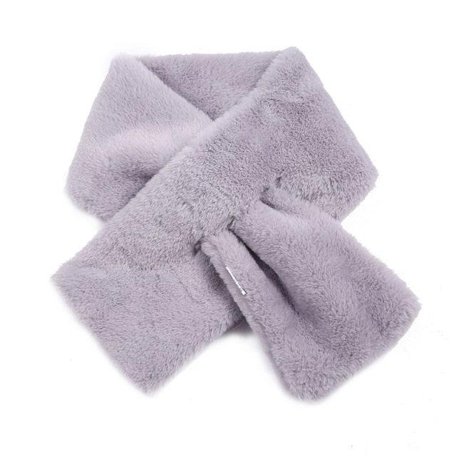 New Winter Solid Color Warm Thicken Soft Collar Scarf Faux Rabbit Fur Neckerchief Plush Warm Hot Scarfs Cross Collar Scarf Shawl Solid With Pearl Elegant For Women Stevvex