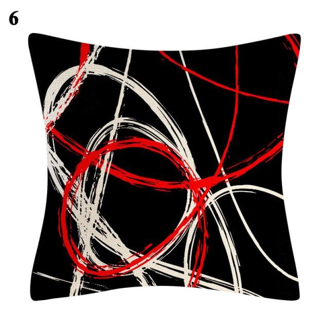 Red Abstract Cushion Cover Geometric Pillow Cases Sofa Decorative Modern Abstract Painting Pillow Case Beautiful Cushion Covers  Fashion Pillowcase Pillow Cover Stevvex